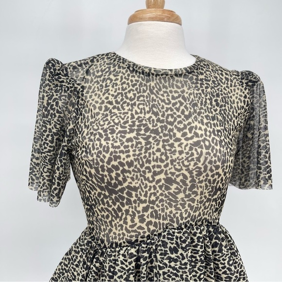 Zara Leopard Animal Print Tulle Mini Dress Size Small NWT - Picture 2 of 10